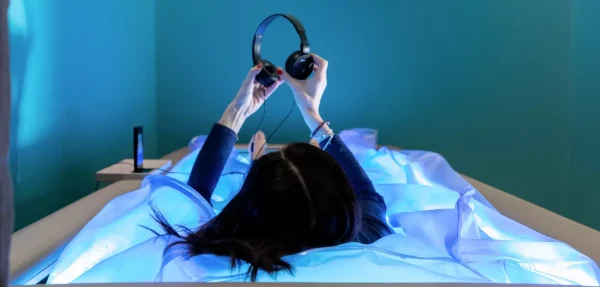 The Zerobody Dry Float in use by female with headphones